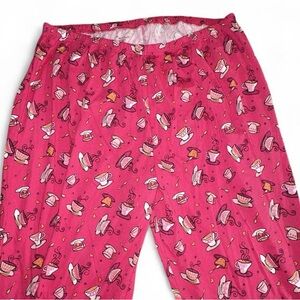 Pink Coffee Cup Print Pajama Pants